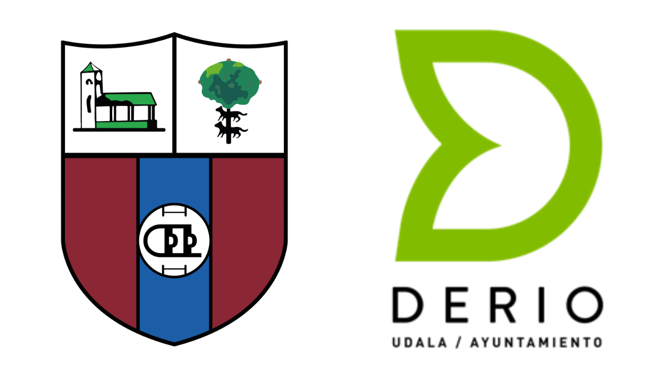Escudo del CD Derio y logo del Ayuntamiento de Derio